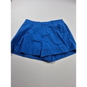 Banana Republic Tailored Poplin Shorts Womens 16 Blue Pleated Chino Stretch